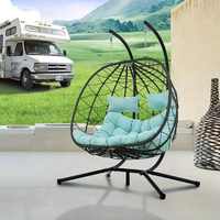 Fauteuil suspendu panier pliable double place de haute qualité, personnalisé en usine, pour extérieur, jardin, terrasse, balcon