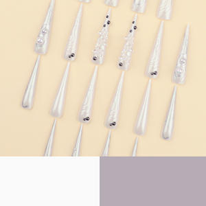 Mayorista Proveedor Mariposa Perla Decoración Nails Art Blanco Puntas <span class=keywords><strong>Largas</strong></span> <span class=keywords><strong>Uñas</strong></span> Artificiales Gyaru <span class=keywords><strong>Uñas</strong></span> Postizas con Diseños - Product Image 4