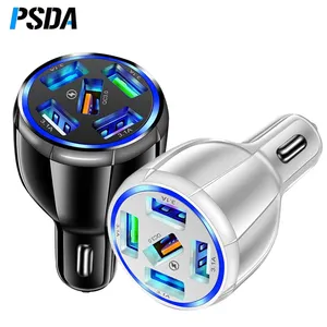 PSDA 5 यूएसबी कार चार्जर जल्दी चार्ज 3.0 में कार मोबाइल फोन चार्जर के लिए iphone 7 तेजी से चार्ज एडाप्टर कार सिगरेट लाइटर