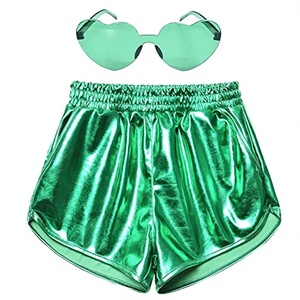 Hot Sale Vintage Eco-Friendly Plain Dyed Mid Rise Womens Breathable Shiny Bright Belt Pocket Hip-hop Slim Lace <b>Booty</b> Shorts Club - Product Image 3