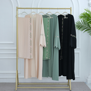 Loriya Dubai Abaya Nhà Sản Xuất Hồi Giáo Quần Áo Abaya <span class=keywords><strong>2025</strong></span> Của Phụ Nữ Dresses Phía Trước Thêu Abaya Và Hijab 2Pcs Thiết Lập Mùa Hè - Product Image 6