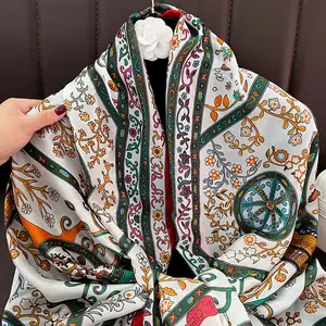 90*180 CM Luxury Long Printing Scarf For Women Custom Wholesale Feel Like Silk Fashion Design Polyester Shawls Scarves