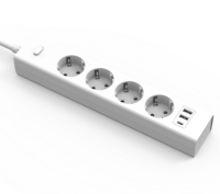 Vastfafa 16A Prise portable de type VDE avec multiprise 4 prises Câble personnalisé 3 ports USB Charge rapide