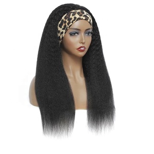 Easy to Wear None Lace <strong>Wigs</strong> <strong>with</strong> <strong>Elastic</strong> Band Glueless Raw Human Hair Kinky Curly Headband <strong>Wig</strong> - Product Image 4