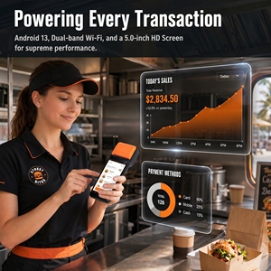 R330S Terminal POS Portátil de 5 Pulgadas con Android 13, WiFi, Pantalla Táctil para Restaurantes, Impresión de Pedidos en Línea - Product Image 6