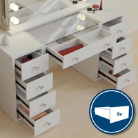 Table de toilette moderne avec miroir et tabouret |   Bureau de toilette en bois de 80 cm x 100 cm avec tiroirs de rangement, meuble élégant pour chambre à coucher