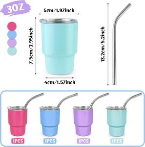 Mini-gobelet isotherme de 3 oz avec paille et couvercle en acier inoxydable, vierge pour sublimation, pour mariages, fêtes et anniversaires - Product Image 2