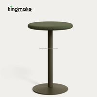 Table haute ronde en métal vert olive pour patio, table de cocktail d'appoint pour balcon, bistrot, jardin, petite table d'appoint extérieure
