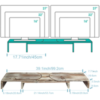Double support de moniteur en bois rustique, 2 pièces, avec inclinaison réglable, support organisateur pour écran d'ordinateur de bureau