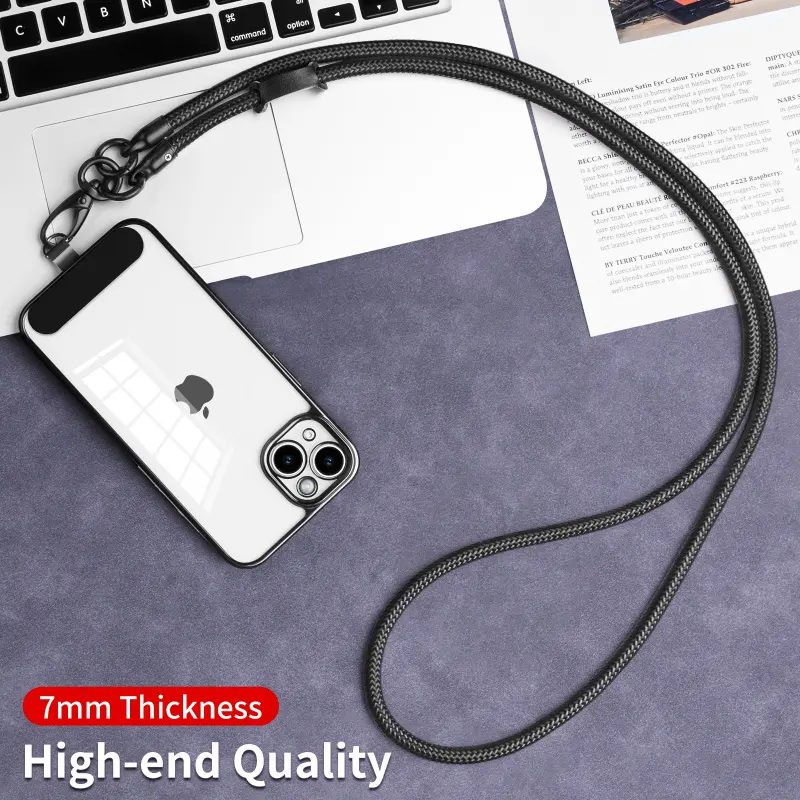 Universal Nylon Cell Phone Case with Crossbody Strap Mobile Lanyard Neck Wear Keychain Rope and Phone Tether Patch