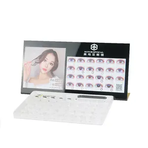 Caixa de exibição de lente de contato, caixa para viagem, kit de cuidados com a cor dos olhos, com painel de lente de contato