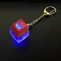 Laser Sculpture Transmission de la lumière Keycap Porte-clés LED Personnalisé Cliquez Porte-clés Luminescence Keycap Fidget Click Fidget Porte-clés