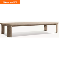 Table basse rectangulaire d'extérieur en teck de qualité supérieure, table centrale moderne pour patio, villa, resort, mobilier de bord de piscine