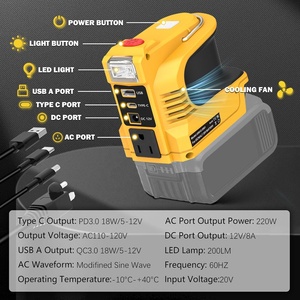 DeWalt 20V バッテリー用パワーインバーター DC 20V から AC 110V/220V バッテリー駆動コンセント USB&Type-C&DC ポート&200LM LED ライト付き - Product Image 2