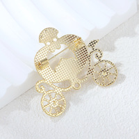 Élégante Broche en Alliage Écologique pour Femme, Motif Carrosse Citrouille, Inspirée des Contes de Fées, Ornée de Strass Colorés et de Diamants
