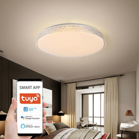 Plafonnier LED intelligent pour la maison, lampe de plafond pour chambre à coucher, lumière RGB en fer avec variateur d'intensité, décoration contemporaine pour la maison, PVC blanc 80