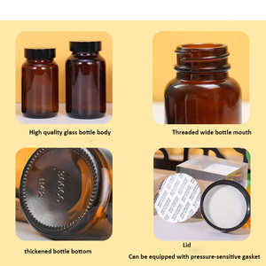 Flaconi in Vetro Ambrato Scuro da 60ml 75ml 100ml 120ml 150ml 200ml per Confezionamento di Medicinali, Compresse e Pillole con Tappo a Vite Nero - Product Image 4