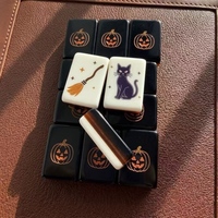 Set Mahjong Amerika Mewah Modern Warna Oranye Tua dengan Ubin Akrilik Empat Lapis, Portabel & Hiburan untuk Pertemuan Meriah