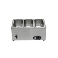 3-Behälter Bain-Marie Speisenwärmer Dampftisch Lebensmittelgeeigneter Edelstahl Kommerzieller Elektrischer Tischwärmer mit Automatischer Temperaturregelung