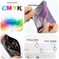 Sac en plastique mylar anti-odeur avec logo imprimé personnalisé comestible 3.5g avec fermeture éclair emballage comestible sacs en mylar résistants aux enfants