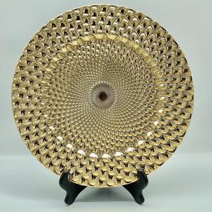 HJS063 Wholesale cheap gold plastic under plate wedding restaurant charger plate