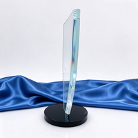 Plaque de récompense en cristal transparent exquis, personnalisable, avec base ronde noire, pour souvenir d'entreprise