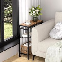 Table d'appoint étroite moderne à 3 niveaux avec porte-revues et table à collations pour salon, chambre, entrée et balcon