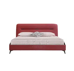 Luxuriöse Moderne Italienische Design Schlafzimmer Möbel Rot Bettwäsche Set Komfortable Home Hotel Betten King Size Bett Polster Bett