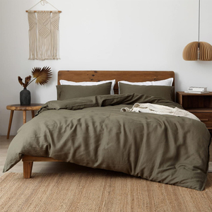OEKO-TEX Flax Linen Bed Sheet Linen Duvet Cover <strong>Olive</strong> <strong>Green</strong> Color with Hemp <strong>Bedding</strong> 100% French Flax Linen <strong>Bedding</strong> Set - Product Image 2