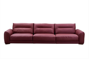 Mobilier moderne de salon villa appartement luxe 3 places Ensemble de canapés combinés en cuir rouge - Product Image 2