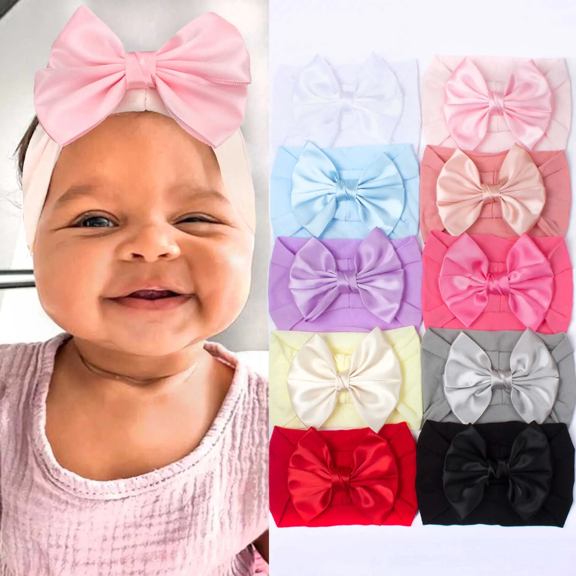 Moda 2023 criança recém-nascido elásticas faixas de cabelo hairband brilhante nylon macio personalizado baby girl headbands e arcos para meninas