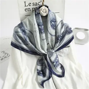 Factory price wholesale women's fashion custom printed scarf high-end exquisite silk scarves ladies head silk scar 90*90cm