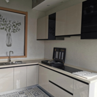2023 nouveauté PVC L forme armoires de cuisine de style moderne avec comptoir en céramique