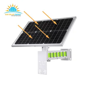 20Ah 40W Solar panel power 18650 battery solar energy system set complete for powering cctv camera wifi access point switch