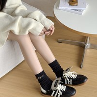 Chaussettes pour femmes, tricotées effet vieilli avec détail boucle, design minimaliste audacieux, douces, décontractées, tendance, monochromes, chaussettes de mode