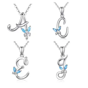 Tùy Chỉnh Ban Đầu Kim Cương Thư Cz Dây Chuyền 925 Sterling Silver Charms Tên 26 Bảng Chữ Cái A-Z Thư Mặt Dây Chuyền