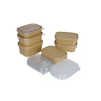 Boîte à lunch en papier rectangulaire, best-seller, conteneur à emporter, bol en papier rectangulaire avec couvercle en PET, PP ou papier, trois options de couvercle