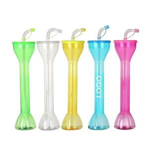 Gobelets personnalisés en plastique imprimés de 21 oz à long col pour margaritas glacées, slushies, cocktails Daiquiri et autres boissons festives, avec paille - Product Image 2