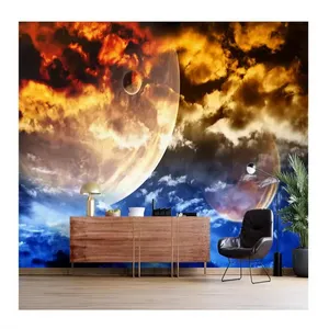 Kertas dinding Planet 3D awan Mural dinding Planet angkasa 3D Universe Wallpaper Modern ruang tamu kamar tidur Wallpaper