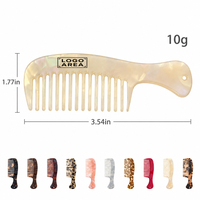 Peigne à dents larges en acétate, peigne de poche portable, peigne à cheveux en acétate de cellulose à imprimé rétro pour la vente en gros