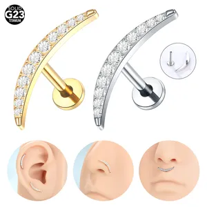 Titanium Fashion CZ Labret Cartilage Earrings Ear Stud Piercing Jewelry Body Surface Piercing For Girls