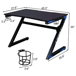 Mesa de juegos Esports de diseño ergonómico en forma de Z con portavasos y gancho para auriculares, muebles de estudio para el hogar, escritorio de ordenador de trabajo de madera - Product Image 2