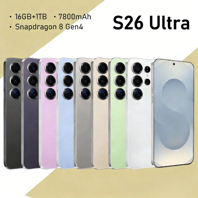 Popular S26 Ultra Android System Smartphone HD Screen 16G+1T Clear Camera Quality Phones French German Spanish English