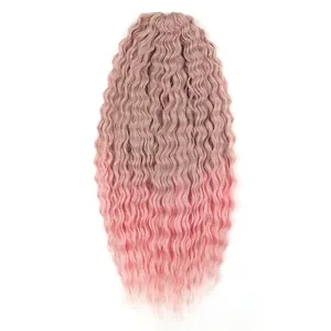 Cheveux Synthétiques Cosplay Vague d'Eau 24 Pouces Twist Crochet Tresse Cheveux Ombre Blonde Rose Vague Profonde Tressage Extension de Cheveux