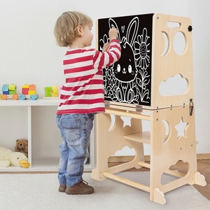 Moderner grenz überschreiten der faltbarer hölzerner stehender Küchen leiter hocker Early Education Painting Zeichenbrett Klettergerüst Spielzeug - Product Image 2
