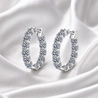 Orecchini a Cerchio di Lusso in Argento Sterling S925 con Moissanite da 2,6 Carati