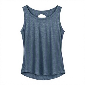Débardeur sans manches pour femme, couleur unie, col rond, dos évidé, coupe ample, respirant, pour le yoga et l'entraînement, haut décontracté - Product Image 3