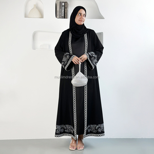 Abaya Negra con Cuentas, Diseño Habib 2026, Venta al por Mayor en Dubái, Abaya Abierta de Lujo de Alta Calidad con Bordado, Ropa Islámica - Product Image 3
