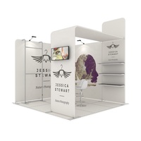 Stand d'exposition professionnel 10x10 en aluminium avec étagère suspendue en tissu tendu, sans outil, pour salon professionnel