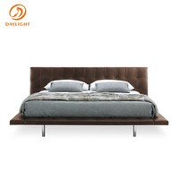 Meuble de luxe double lit en cuir noir, personnalisé de haute qualité, cadre en bois, design king size, pour adultes